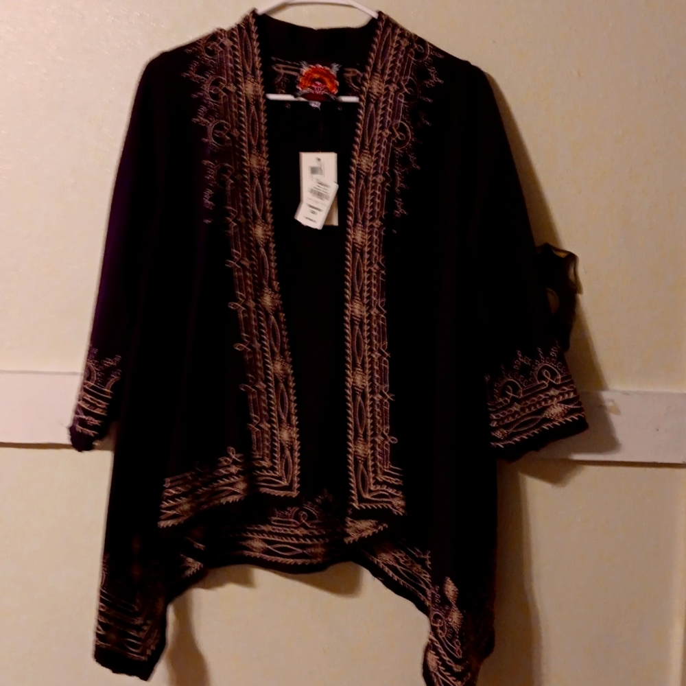 Beautiful rich purple with ivory embroidery  it is Jhonny Was .